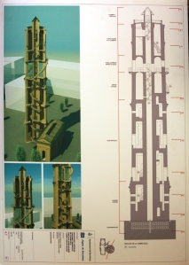 Plànol de la restauració actual de la Torre de les Aigües. Fes clic per ampliar.